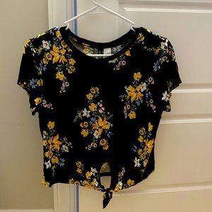 black floral shirt